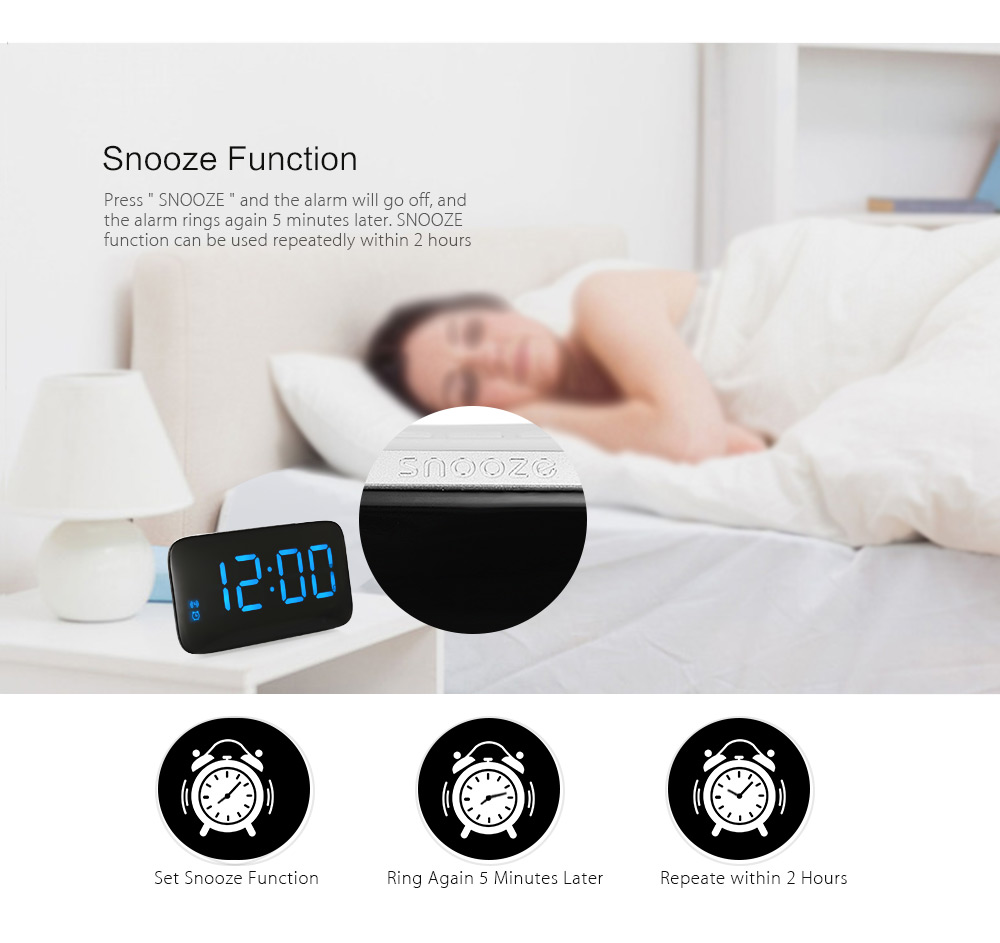 JUNJIADA LED Digital Alarm Clock Voice Control Time Display for Home Office