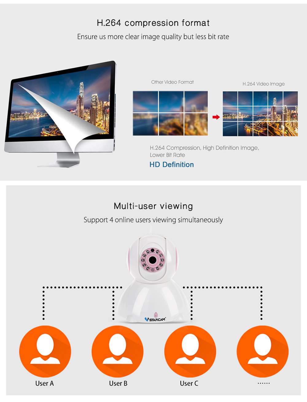 Vstarcam C25 720P HD Panoramic IP Camera IR-cut Motion Detection