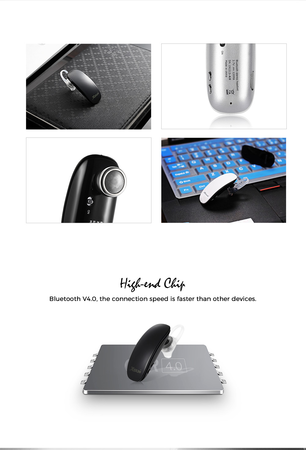 XSUNi XBT8 Bluetooth V4.0 Car Business Earphones