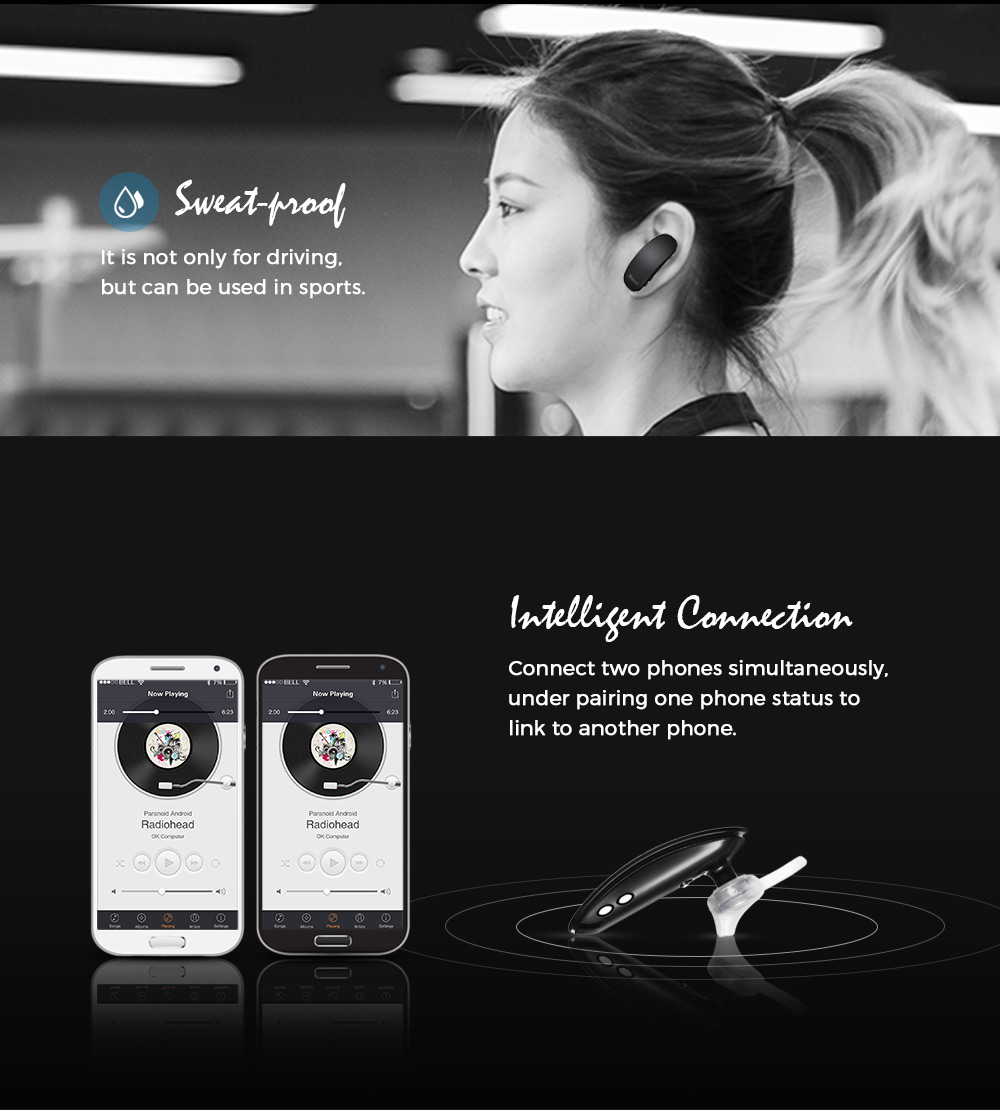XSUNi XBT8 Bluetooth V4.0 Car Business Earphones