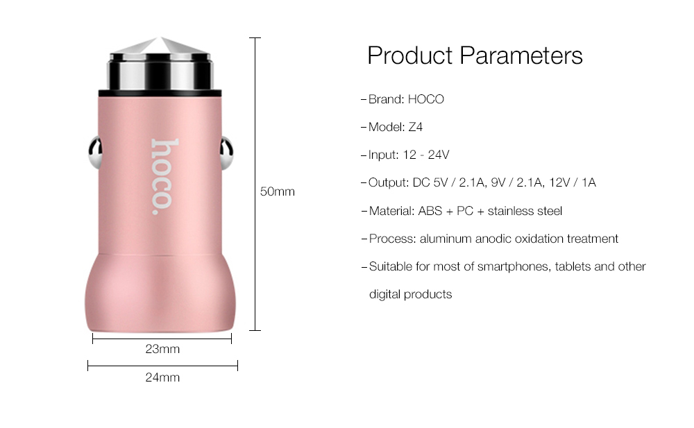 HOCO Z4 QC 2.0 Intelligent Single USB Car Charger Fast Charging