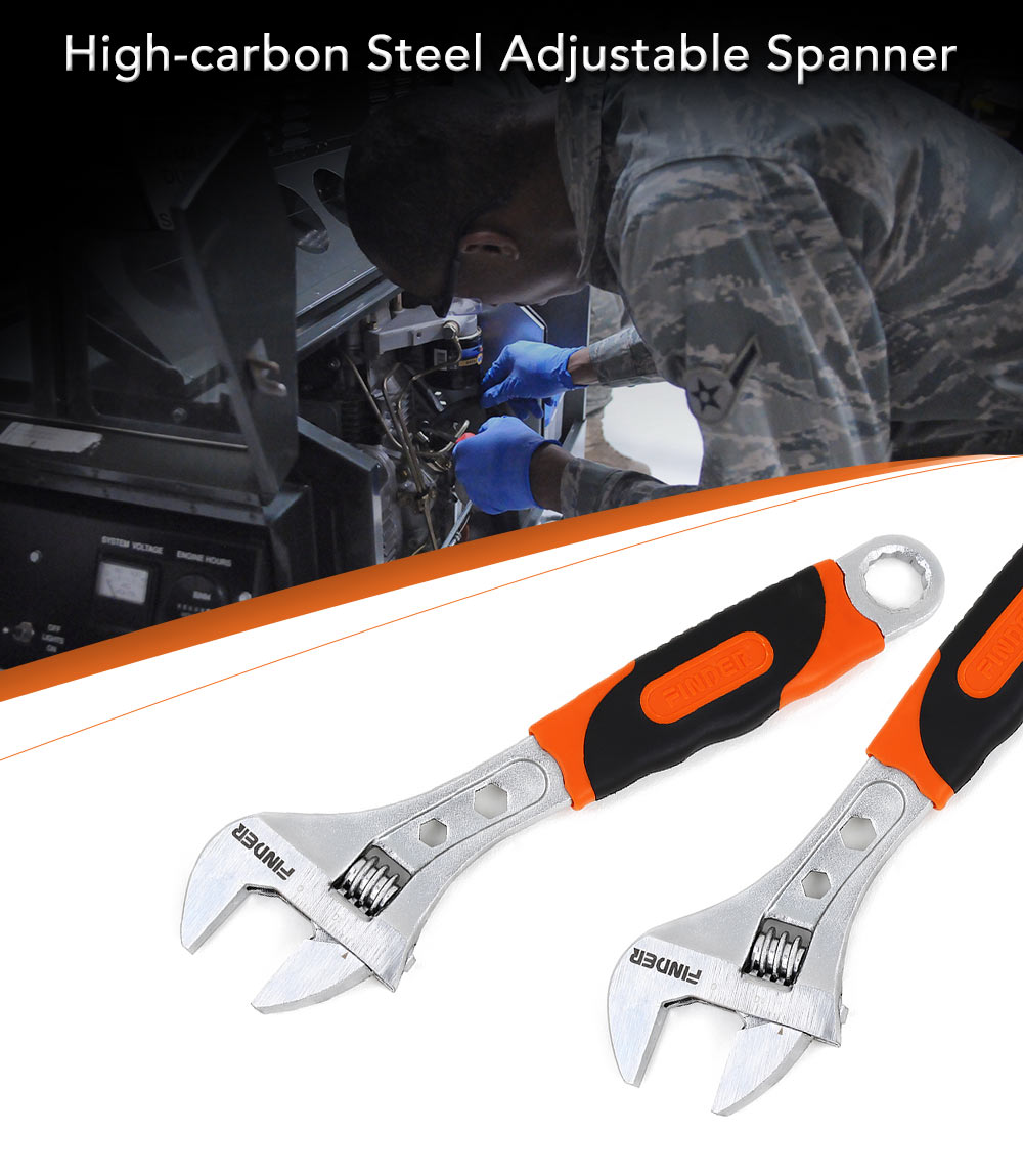 FINDER Universal PVC Handle Wrench High-carbon Steel Adjustable Spanner Repair Tools