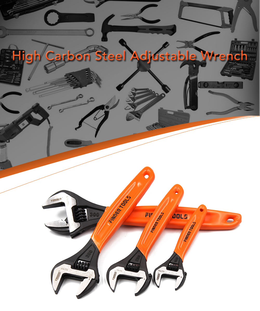 FINDER 12 Inch Adjustable Wrench High Carbon Steel Spanner Hand Repair Tool