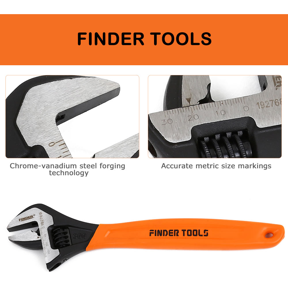 FINDER 12 Inch Adjustable Wrench High Carbon Steel Spanner Hand Repair Tool