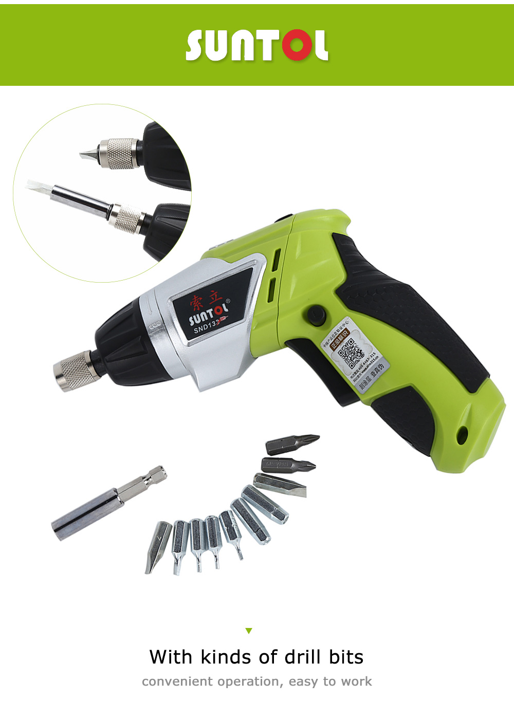 SUNTOL 3.6V Lithium-ion Battery Rechargeable Drill Electric Household Screwdriver Tool