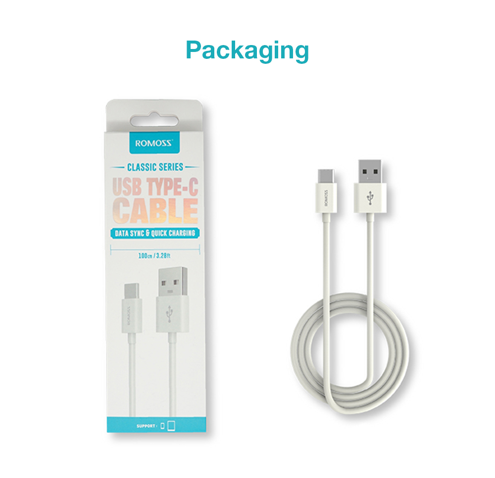 ROMOSS CB30b Classic Series Type-C Data Transmission 2.1A Charging Cable 1M ROMOSS CB30b Classic Series Type-C Data Transmission 2.1A Charging Cable 1M