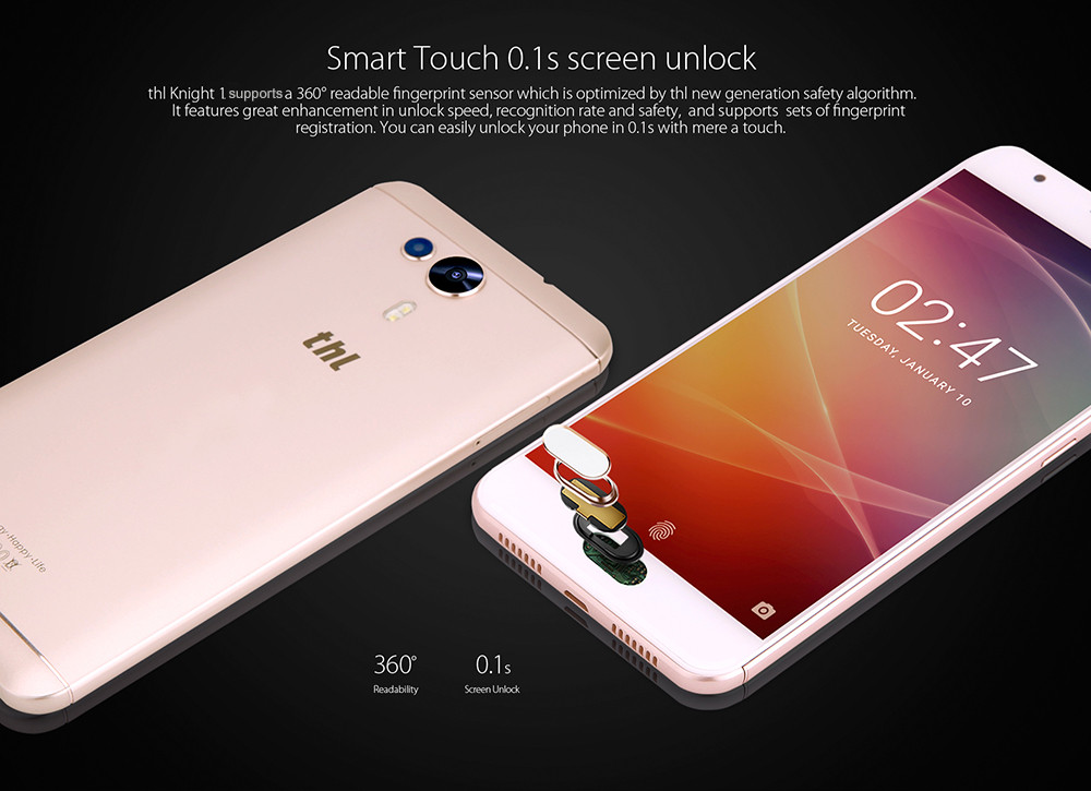 THL Knight 1 4G Phablet 5.5 inch Android 7.0 MTK6750T 1.5GHz Octa Core 3GB RAM 32GB ROM 13.0MP + 2.0MP Dual Rear Cameras Fingerprint Scanner HotKnot