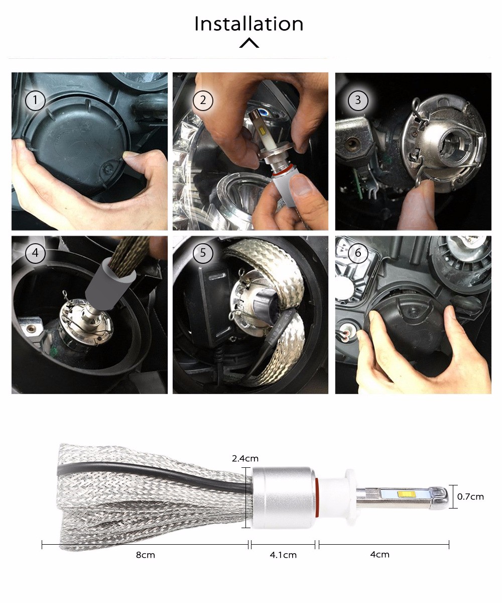 Rectangle T23911 H3 Pair of Car LED Headlight 6000K Auto Front Lamp