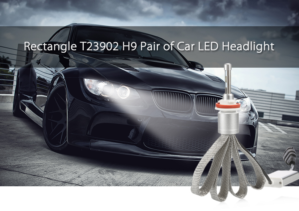 Rectangle T23902 H9 40W 4800LM Pair of Car LED Headlight 6000K Auto Front Lamp