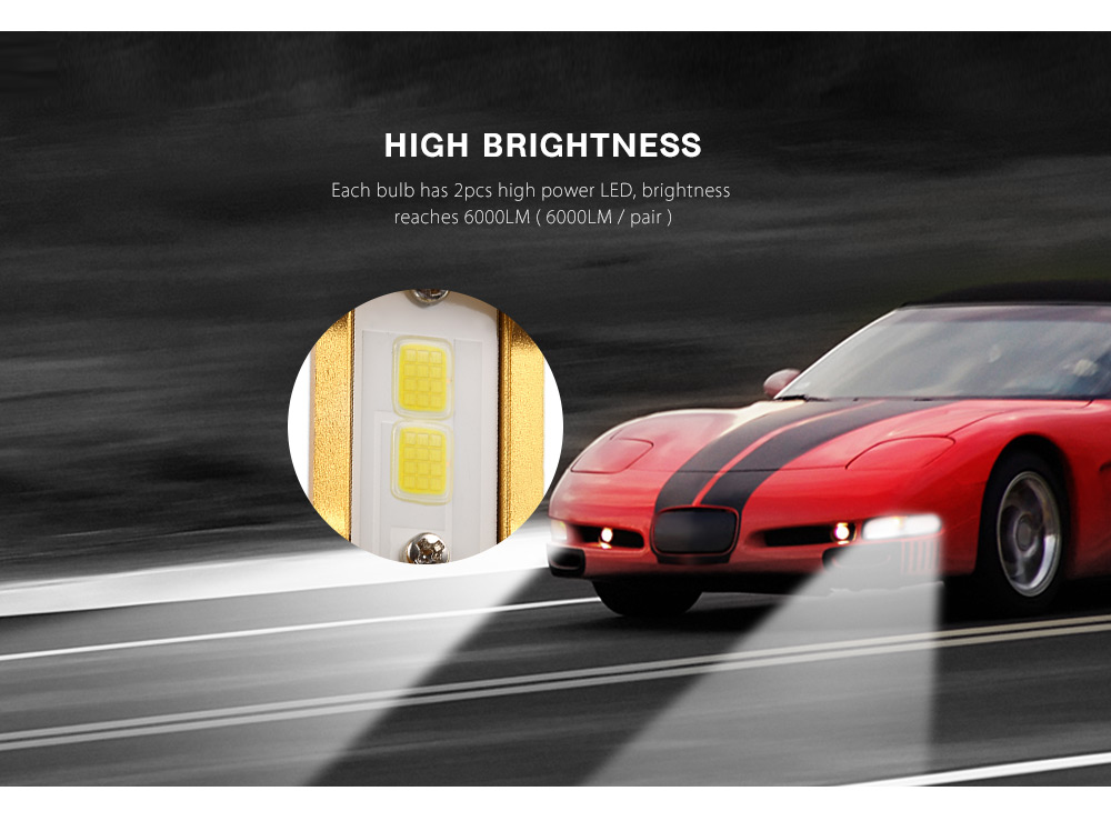Rectangle T23909 H4 60W 6000LM Pair of Car LED Headlight 6000K Auto Front Lamp
