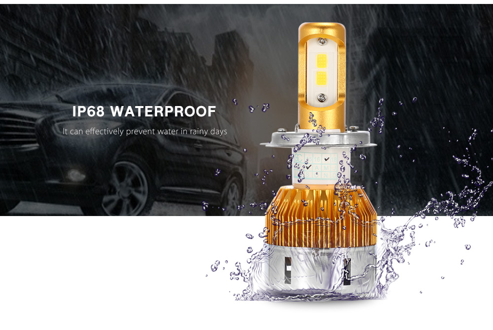 Rectangle T23909 H4 60W 6000LM Pair of Car LED Headlight 6000K Auto Front Lamp