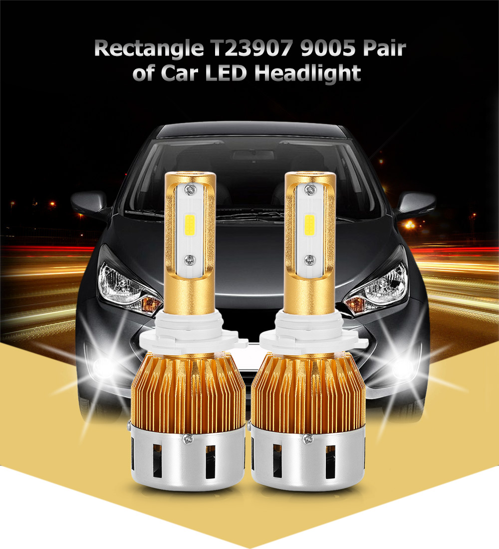 Rectangle T23907 9005 40W 4800LM Pair of Car LED Headlight 6000K Auto Front Lamp