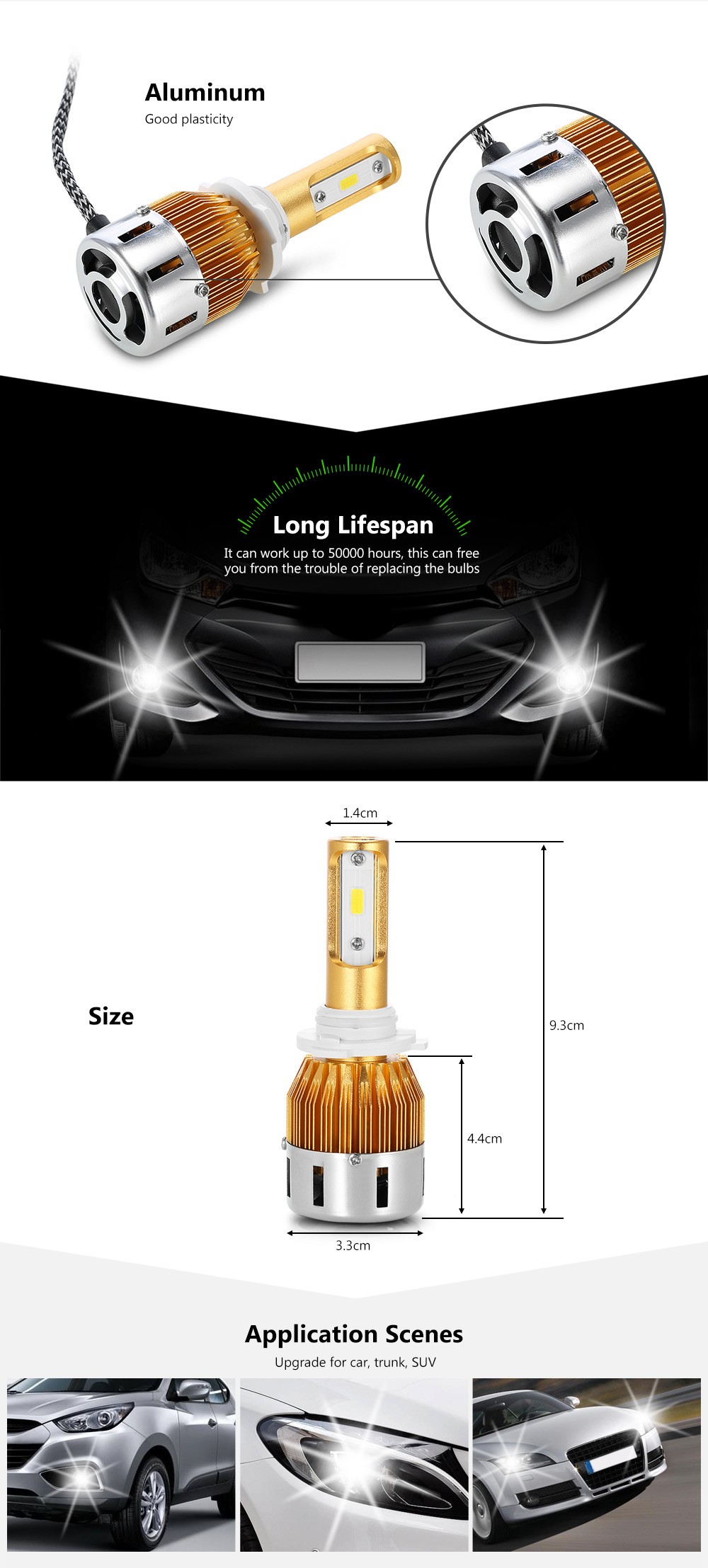 Rectangle T23907 9005 40W 4800LM Pair of Car LED Headlight 6000K Auto Front Lamp