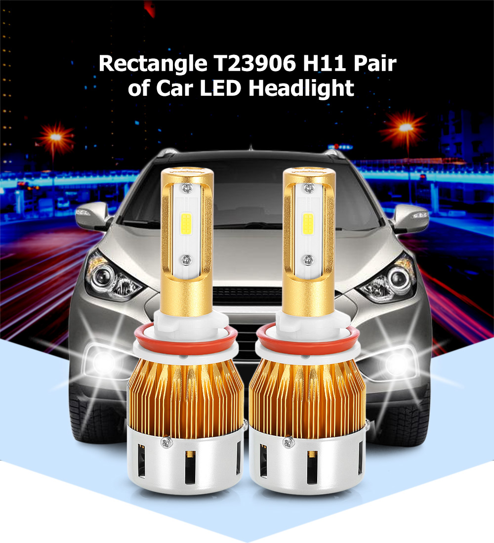 Rectangle T23906 H11 40W 4800LM Pair of Car LED Headlight 6000K Auto Front Lamp