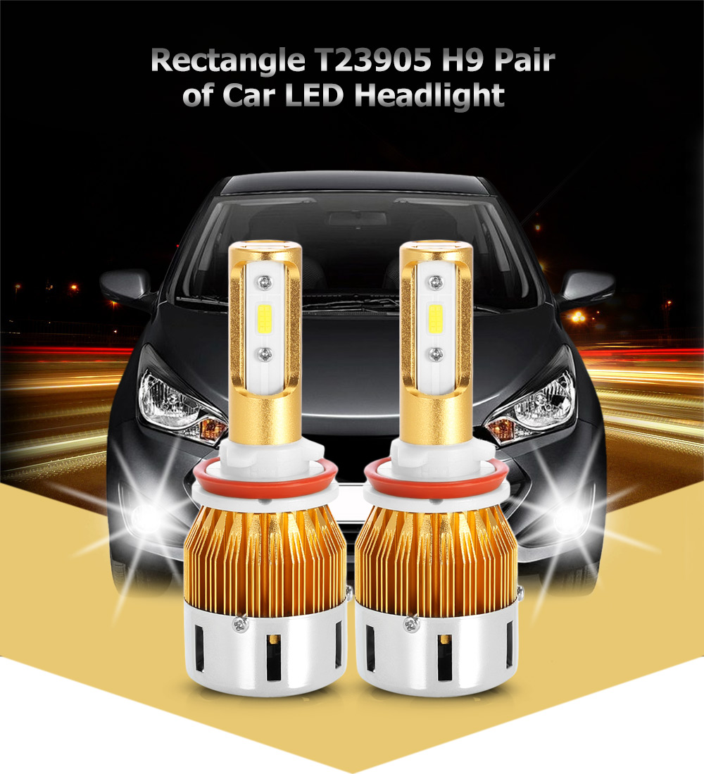 Rectangle T23905 H9 40W 4800LM Pair of Car LED Headlight 6000K Auto Front Lamp