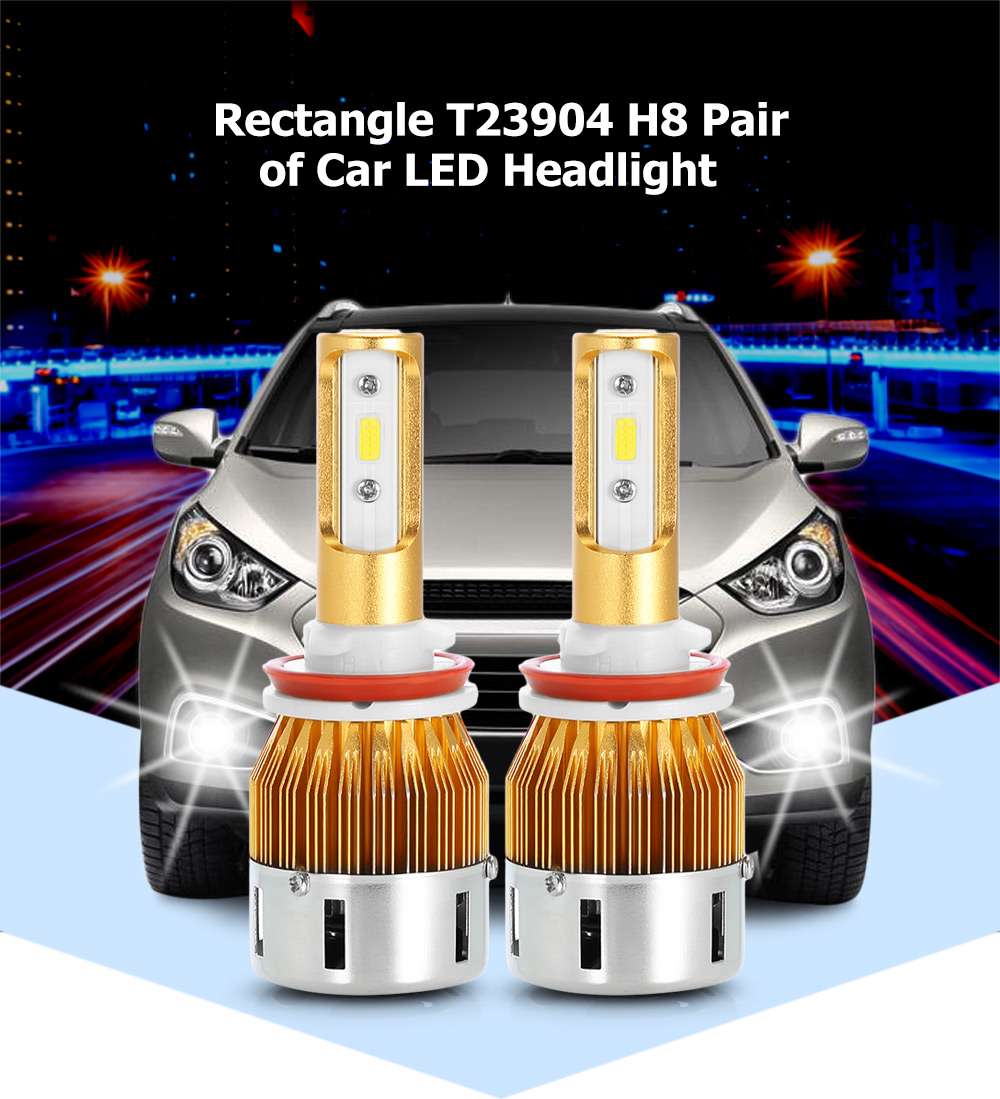 Rectangle T23904 H8 40W 4800LM Pair of Car LED Headlight 6000K Auto Front Lamp