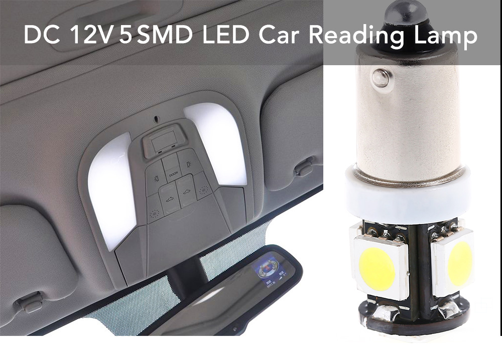 SCOE BA9S 5 SMD LED Car Reading Lamp Interior Dome Light White Illuminant