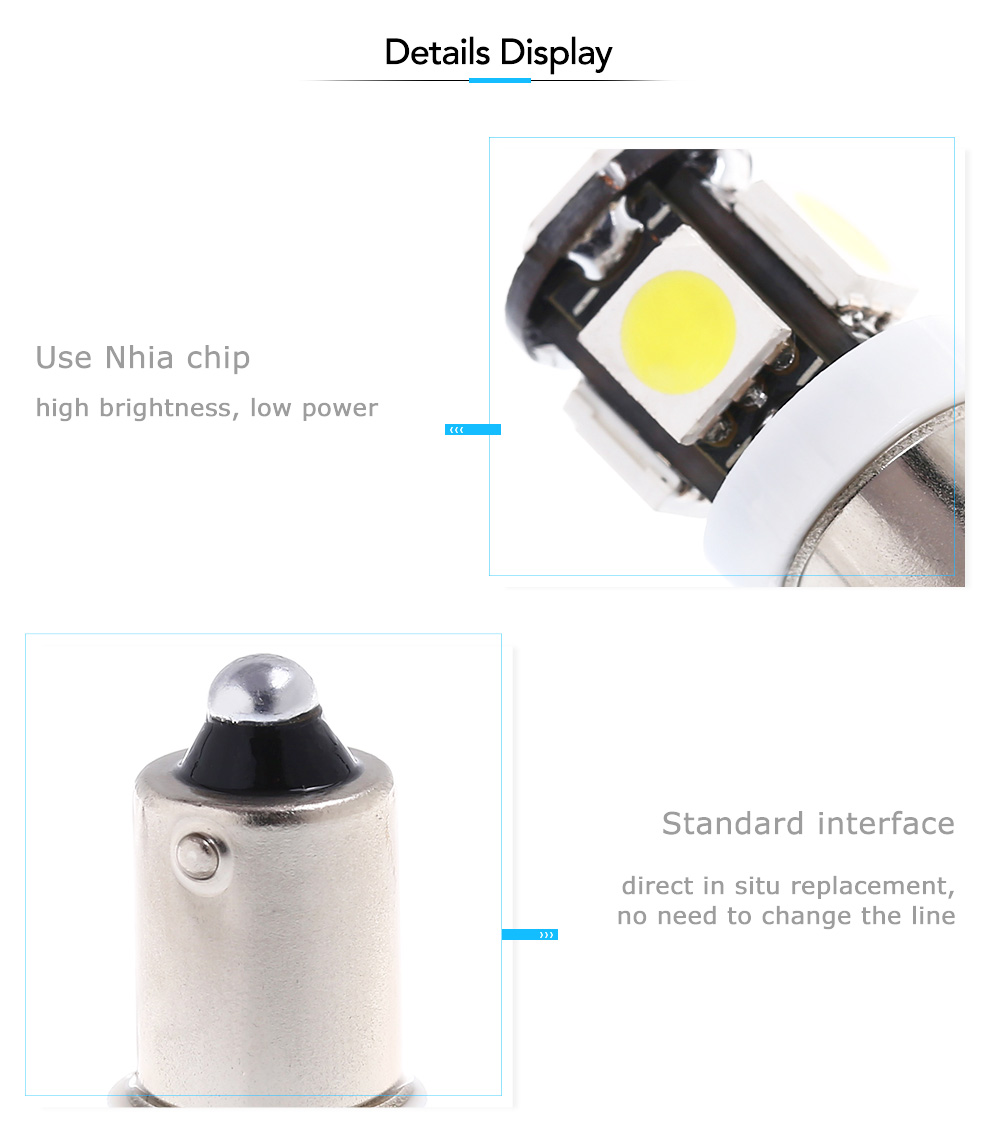 SCOE BA9S 5 SMD LED Car Reading Lamp Interior Dome Light White Illuminant