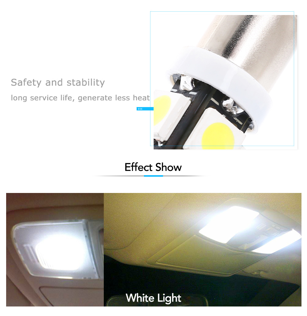 SCOE BA9S 5 SMD LED Car Reading Lamp Interior Dome Light White Illuminant