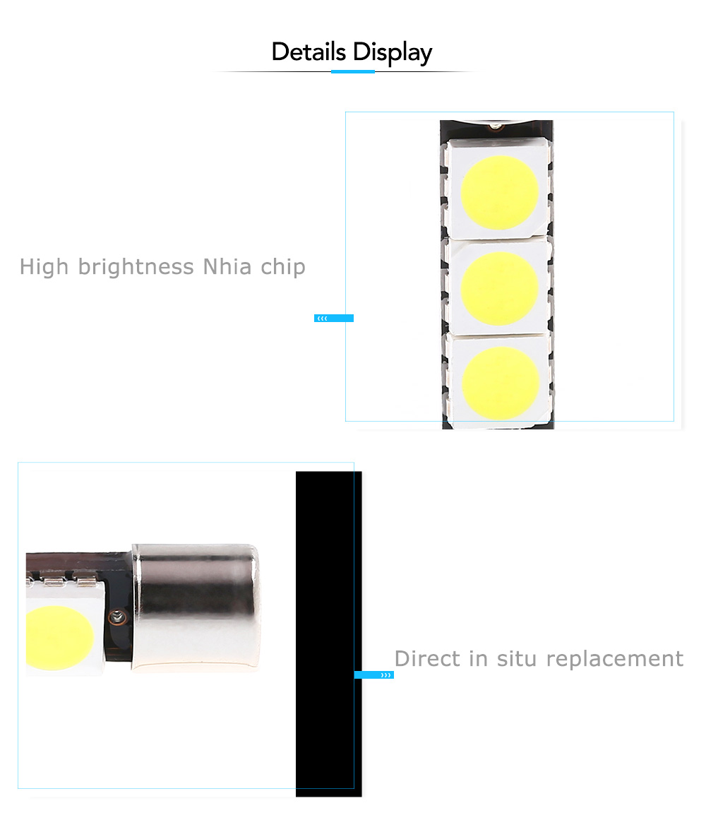 SCOE ST6 3B 3 SMD 31MM LED Dome Lamp Car Interior Vanity Mirror Light Bulbs