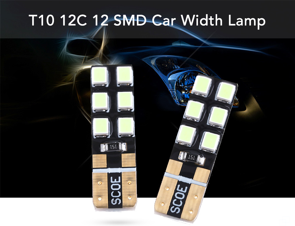 SCOE 2pcs T10 12C 12 SMD 2835 LED Interior Bulbs Car Width Lamp