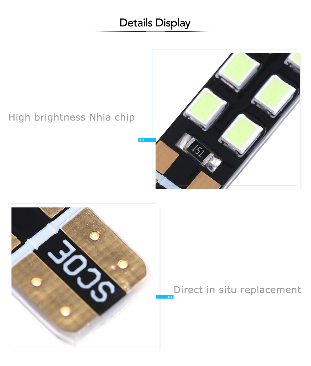 SCOE 2pcs T10 12C 12 SMD 2835 LED Interior Bulbs Car Width Lamp