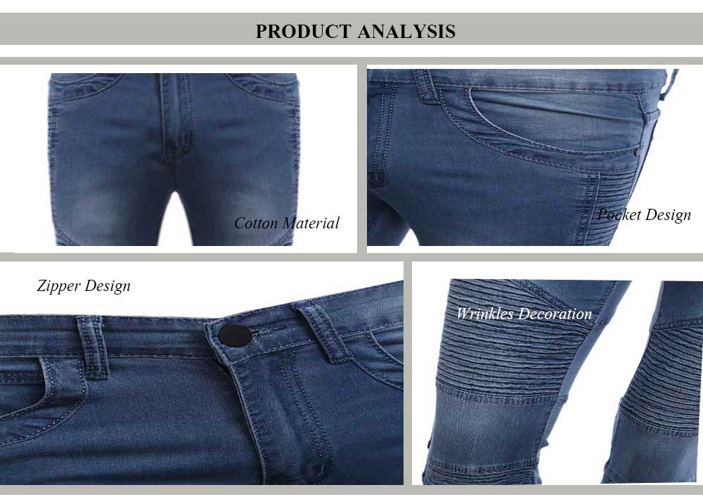Casual Drape Decoration Slim Fit Pencil Jeans for Men