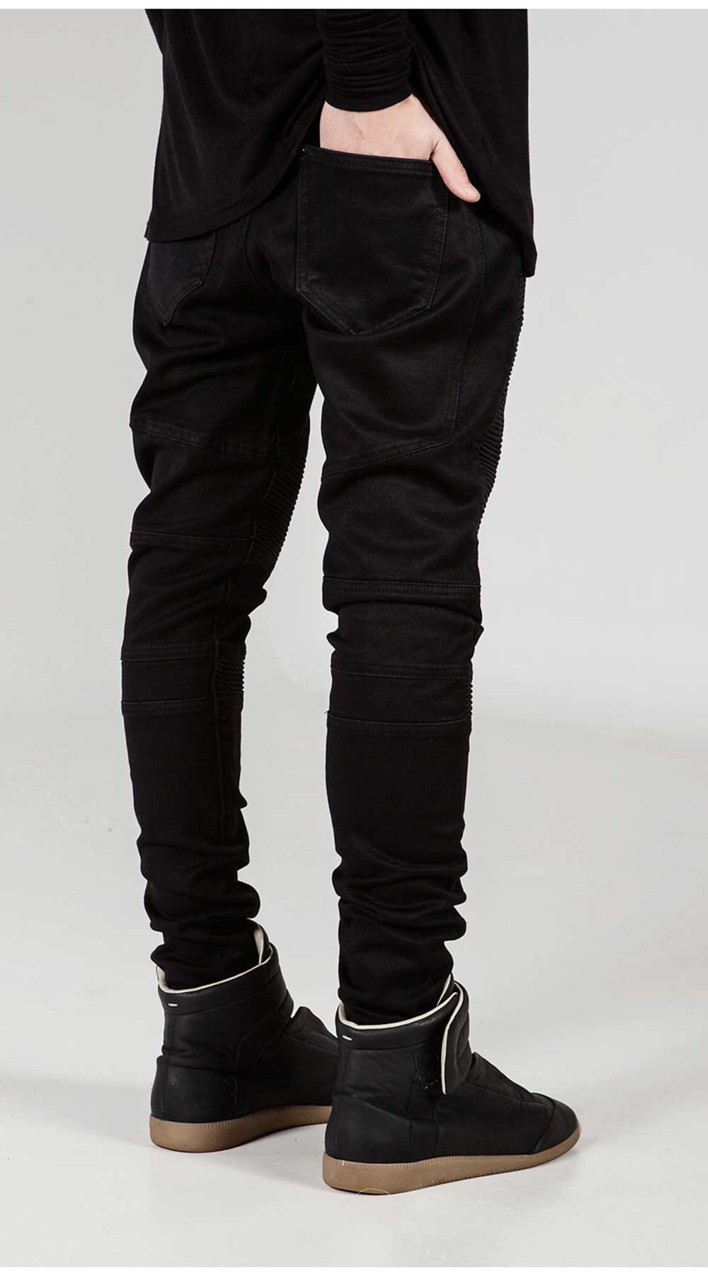 Casual Drape Decoration Slim Fit Pencil Jeans for Men