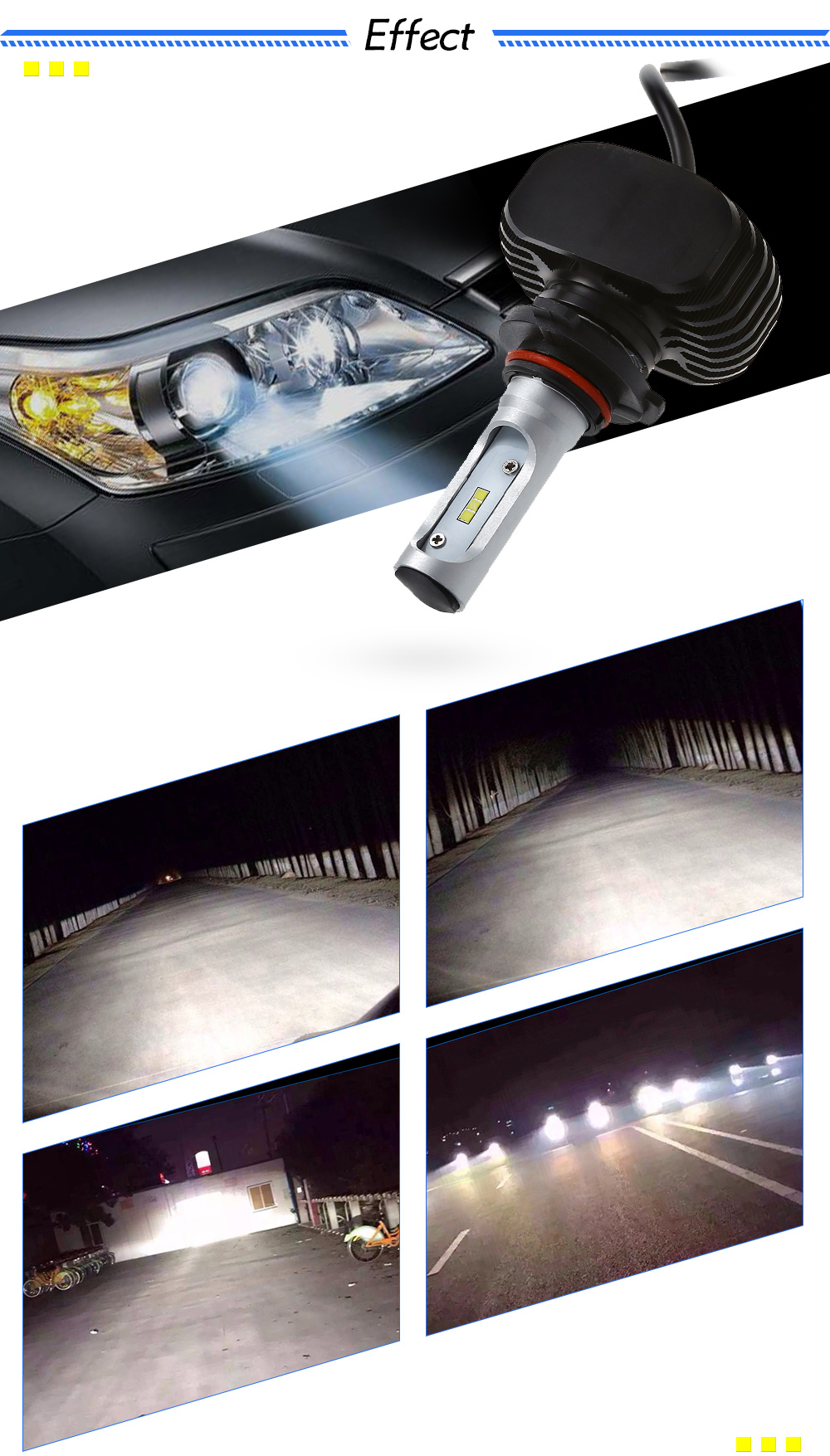 2pcs S1 9005 Car LED Front Light 40W 6000K Auto Driving Headlight