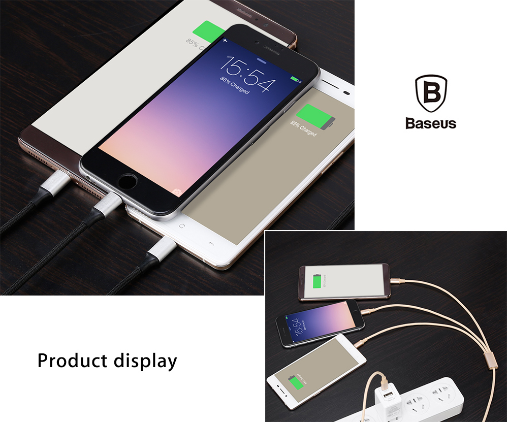 Baseus Rapid Series 3A 3 in 1 Type-C + 8 Pin + Micro USB Cable Type-C Output 1.2M Baseus Rapid Series 3A 3 in 1 Type-C + 8 Pin + Micro USB Cable Type-C Output 1.2M