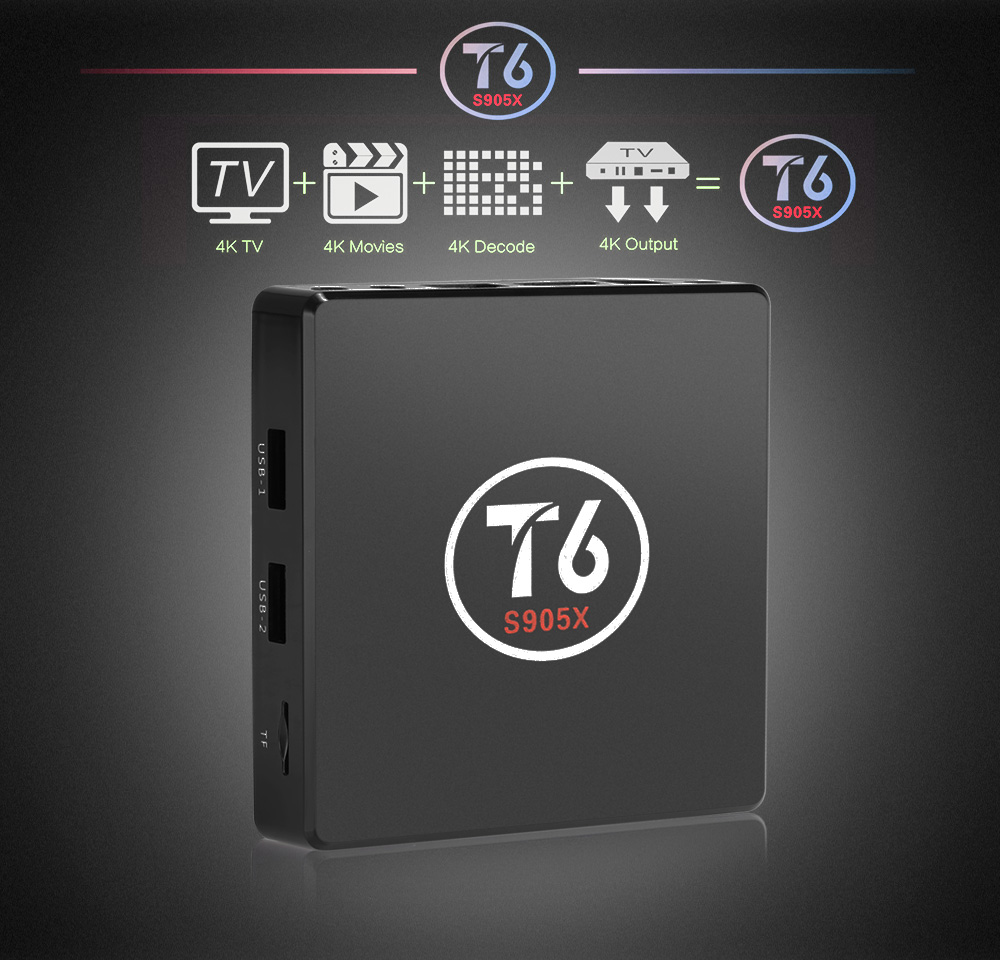 T6 S905X TV Box 2.4GHz Quad Core Android 7.1 True 4K Playing T6 S905X TV Box 2.4GHz Quad Core Android 7.1 True 4K Playing