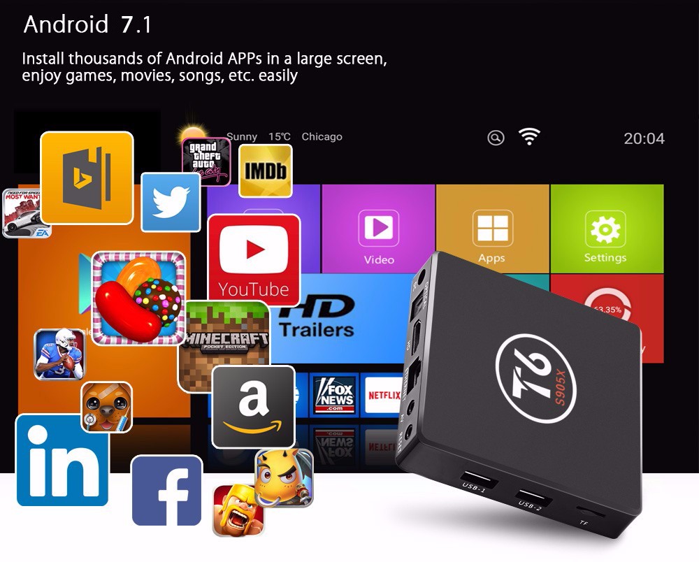 T6 S905X TV Box 2.4GHz Quad Core Android 7.1 True 4K Playing T6 S905X TV Box 2.4GHz Quad Core Android 7.1 True 4K Playing