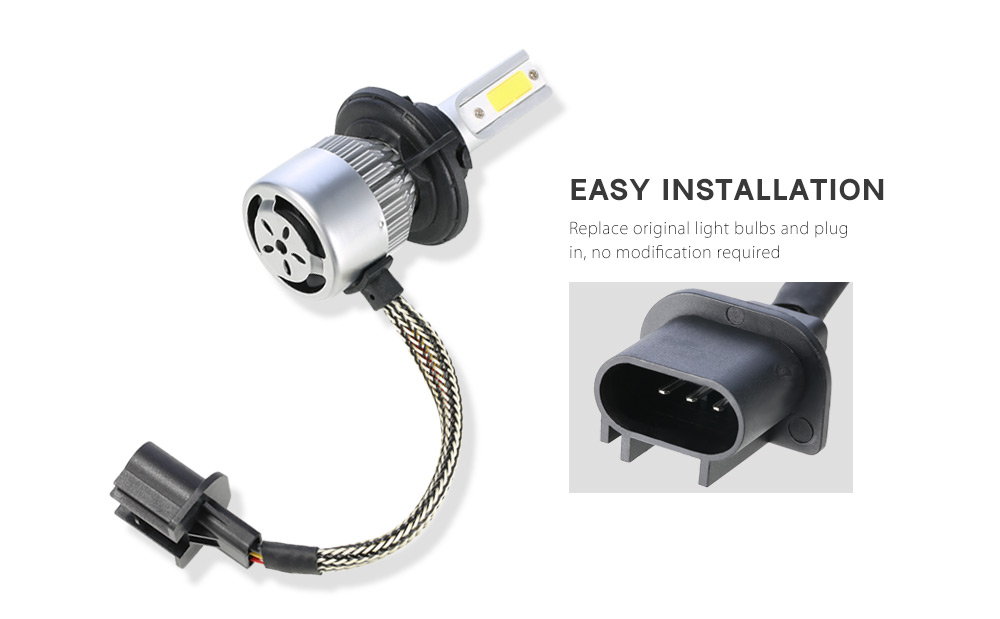 Rectangle H13 72W 7600LM Pair of Car LED Headlight 6000K Auto Front Lamp