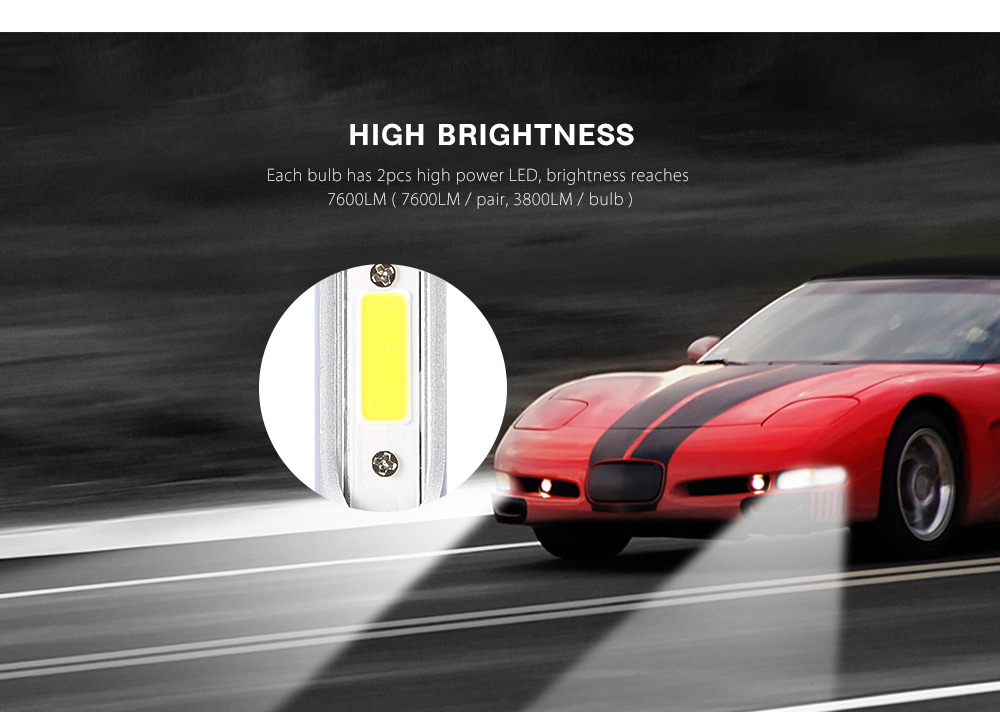 Rectangle H13 72W 7600LM Pair of Car LED Headlight 6000K Auto Front Lamp