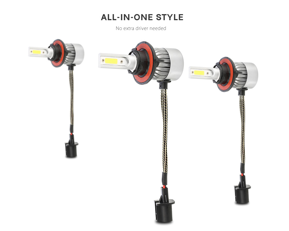 Rectangle H13 72W 7600LM Pair of Car LED Headlight 6000K Auto Front Lamp