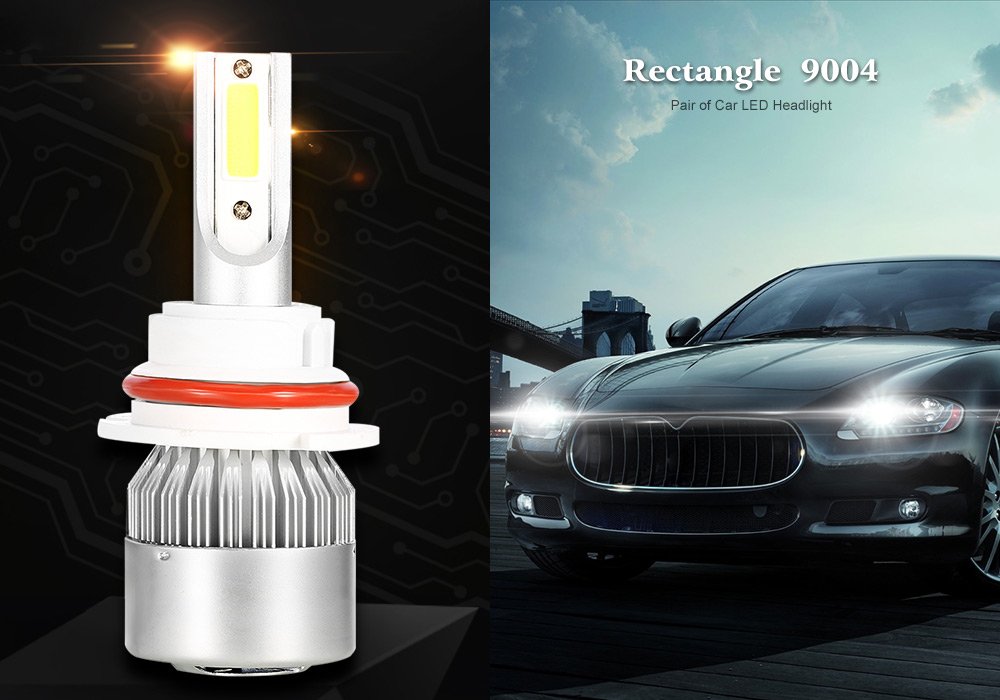 Rectangle 9004 72W 7600LM Pair of Car LED Headlight 6000K Auto Front Lamp