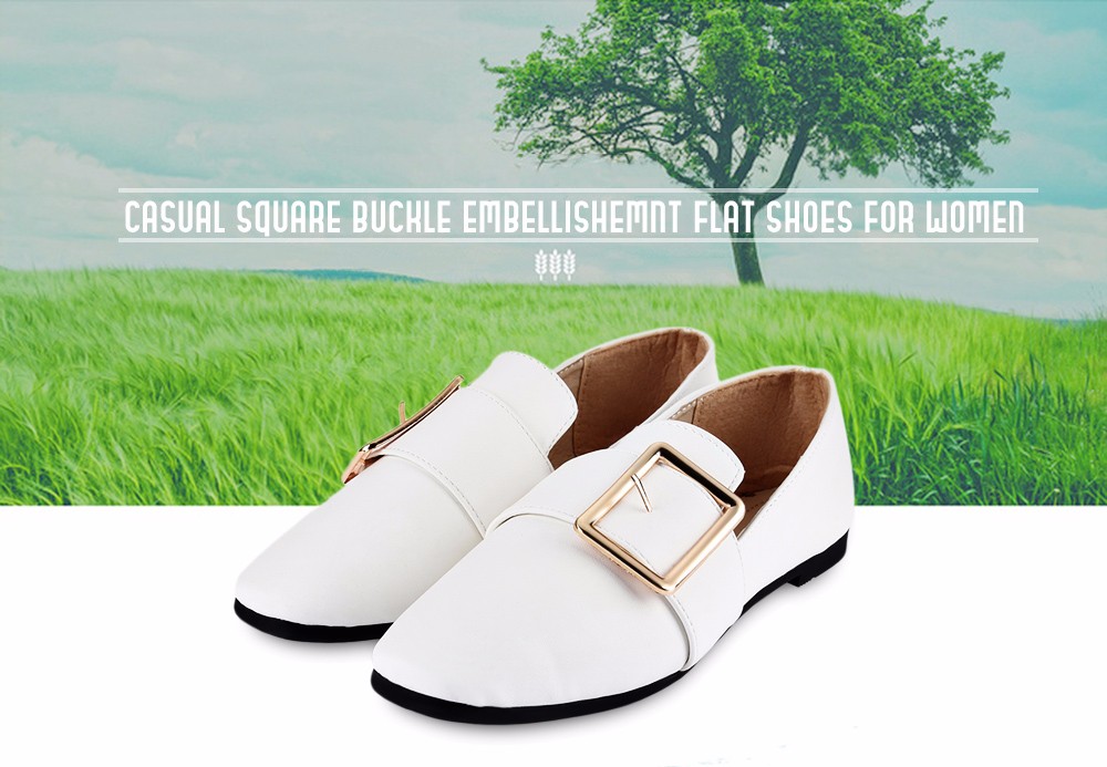 Casual Square Buckle Embellishment Flat Shoes for Women Casual Square Buckle Embellishment Flat Shoes for Women