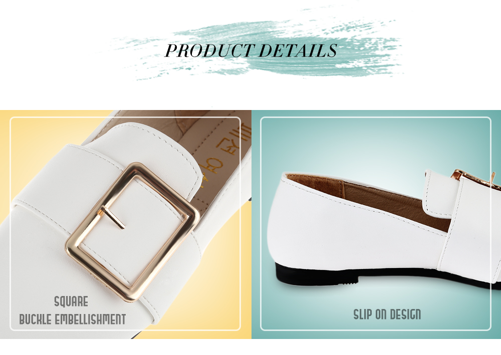 Casual Square Buckle Embellishment Flat Shoes for Women Casual Square Buckle Embellishment Flat Shoes for Women