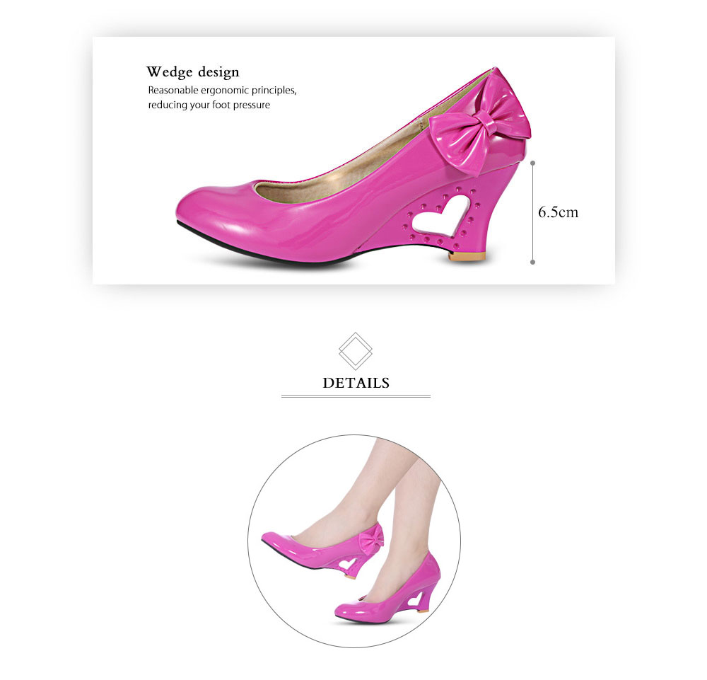Fashionable Bowknot Hollow Out Heart Wedge Shoes for Women Fashionable Bowknot Hollow Out Heart Wedge Shoes for Women