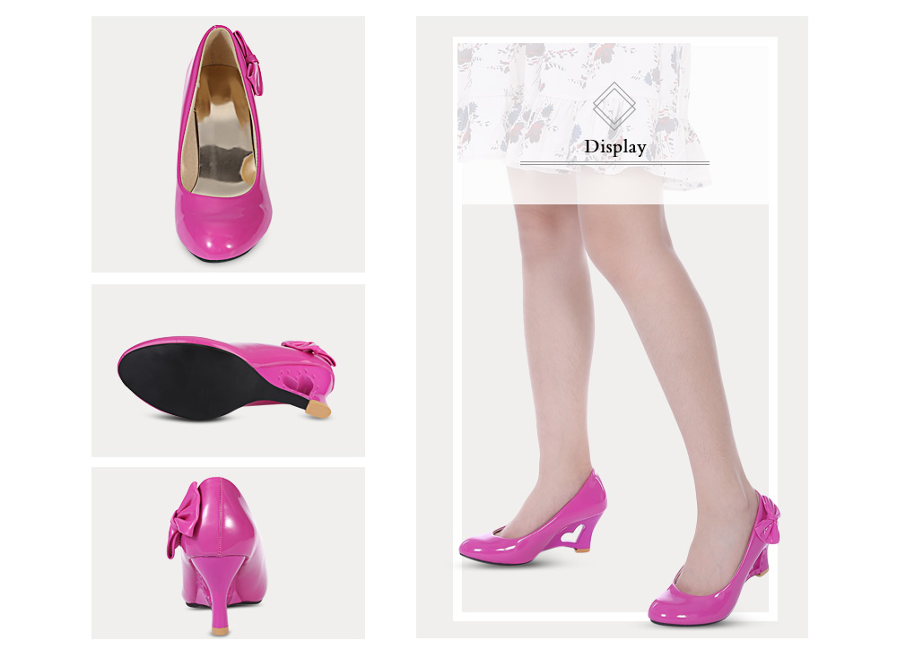 Fashionable Bowknot Hollow Out Heart Wedge Shoes for Women Fashionable Bowknot Hollow Out Heart Wedge Shoes for Women