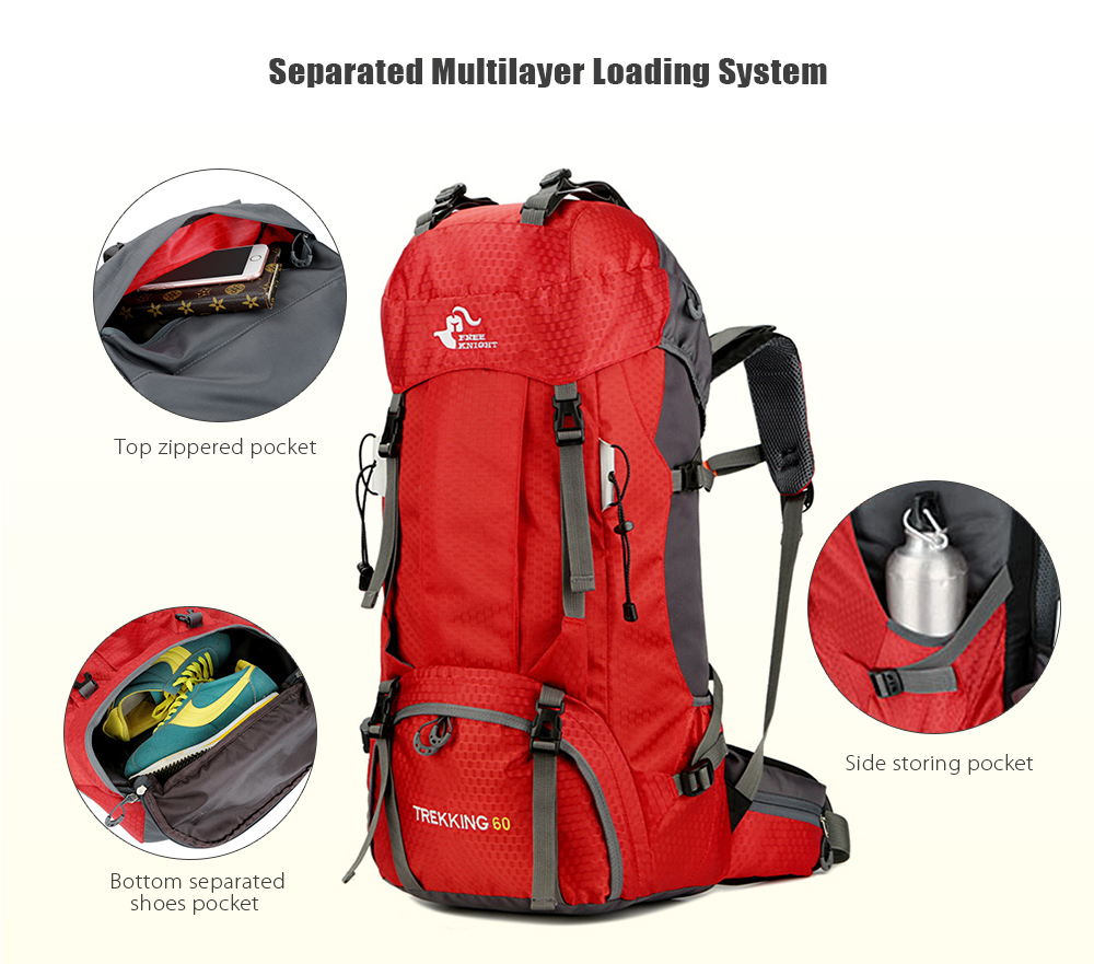 FREEKNIGHT FK0395 60L Water Resistant Climbing Hiking Backpack with Rain Cover FREEKNIGHT FK0395 60L Water Resistant Climbing Hiking Backpack with Rain Cover
