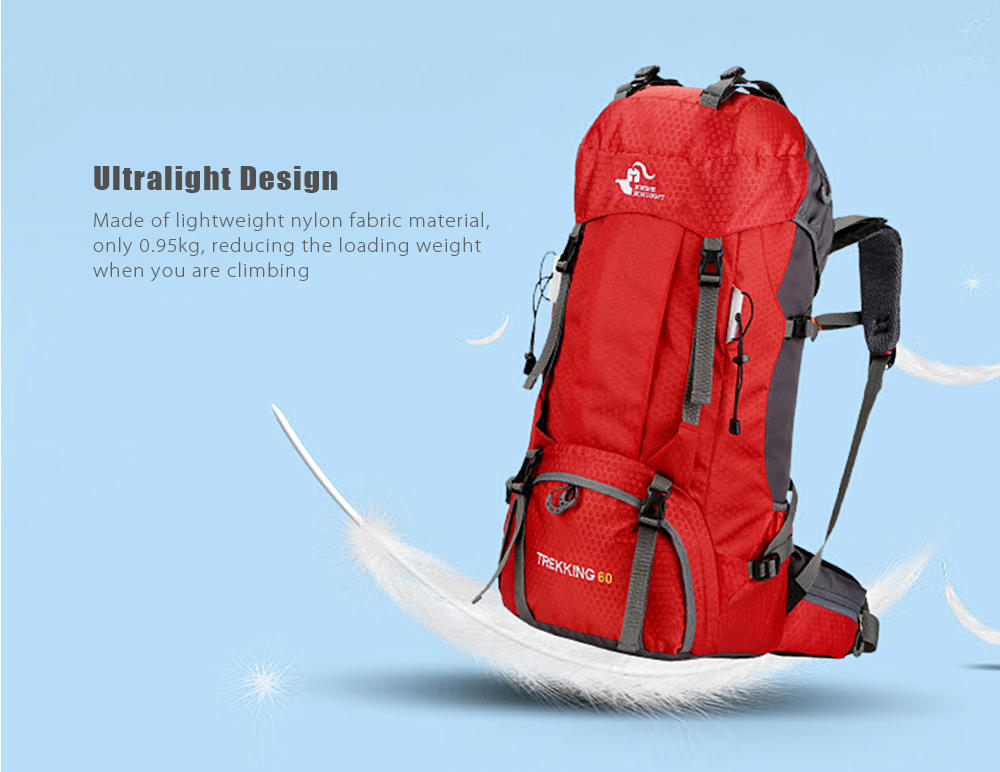 FREEKNIGHT FK0395 60L Water Resistant Climbing Hiking Backpack with Rain Cover FREEKNIGHT FK0395 60L Water Resistant Climbing Hiking Backpack with Rain Cover