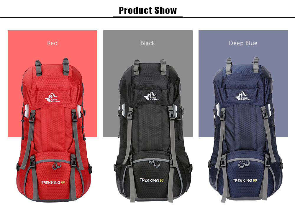 FREEKNIGHT FK0395 60L Water Resistant Climbing Hiking Backpack with Rain Cover FREEKNIGHT FK0395 60L Water Resistant Climbing Hiking Backpack with Rain Cover