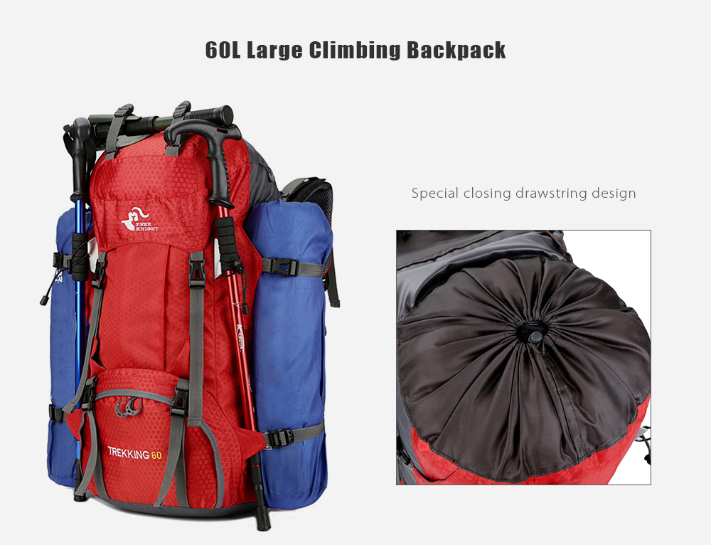 FREEKNIGHT FK0395 60L Water Resistant Climbing Hiking Backpack with Rain Cover FREEKNIGHT FK0395 60L Water Resistant Climbing Hiking Backpack with Rain Cover