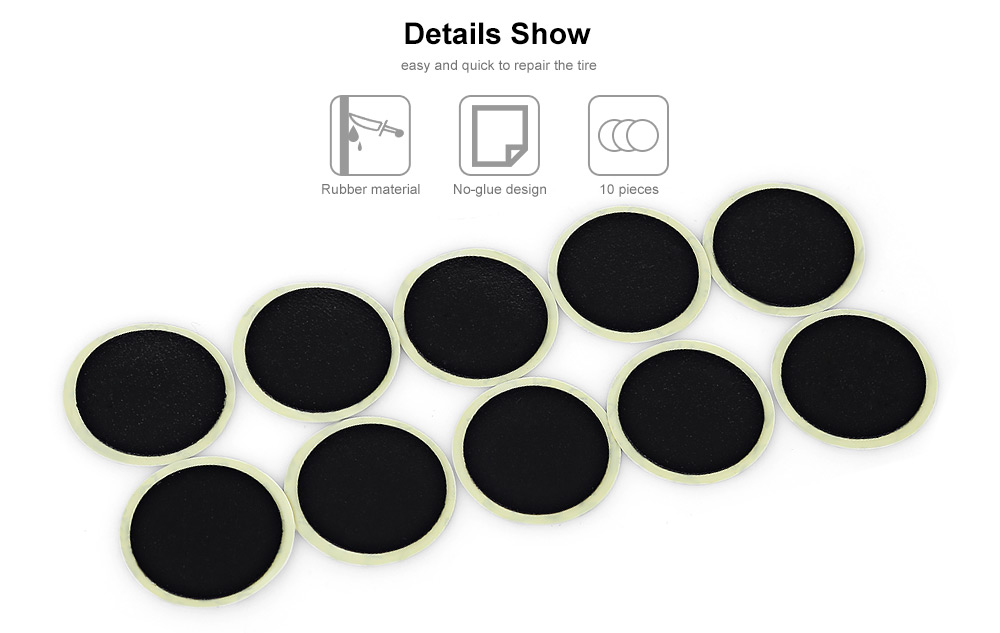 DUUTI 10pcs Bike Inner Tire No-glue Adhesive Tube Patch Bicycle Repairing Tool DUUTI 10pcs Bike Inner Tire No-glue Adhesive Tube Patch Bicycle Repairing Tool