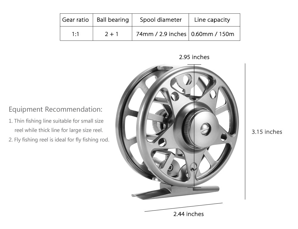LEO AL 75 2 + 1 Ball Bearing Gear Ratio 1:1 Fly Fishing Reel Aluminum Alloy Wheel LEO AL 75 2 + 1 Ball Bearing Gear Ratio 1:1 Fly Fishing Reel Aluminum Alloy Wheel