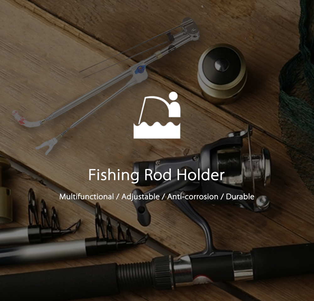 Outlife Multifunctional Stainless Steel Telescoping Fishing Rod Holder Stand Adjustable Fish Bracket Tool