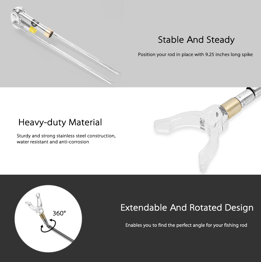 Outlife Multifunctional Stainless Steel Telescoping Fishing Rod Holder Stand Adjustable Fish Bracket Tool