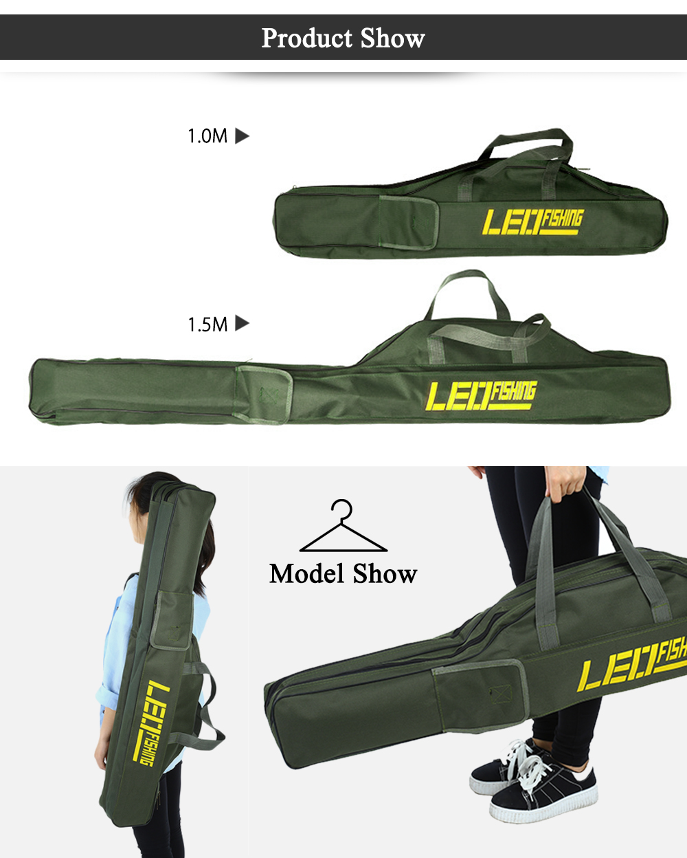LEO 1M / 1.5M Foldable Multi-purpose Fishing Rod Bag Pouch Holder LEO 1M / 1.5M Foldable Multi-purpose Fishing Rod Bag Pouch Holder