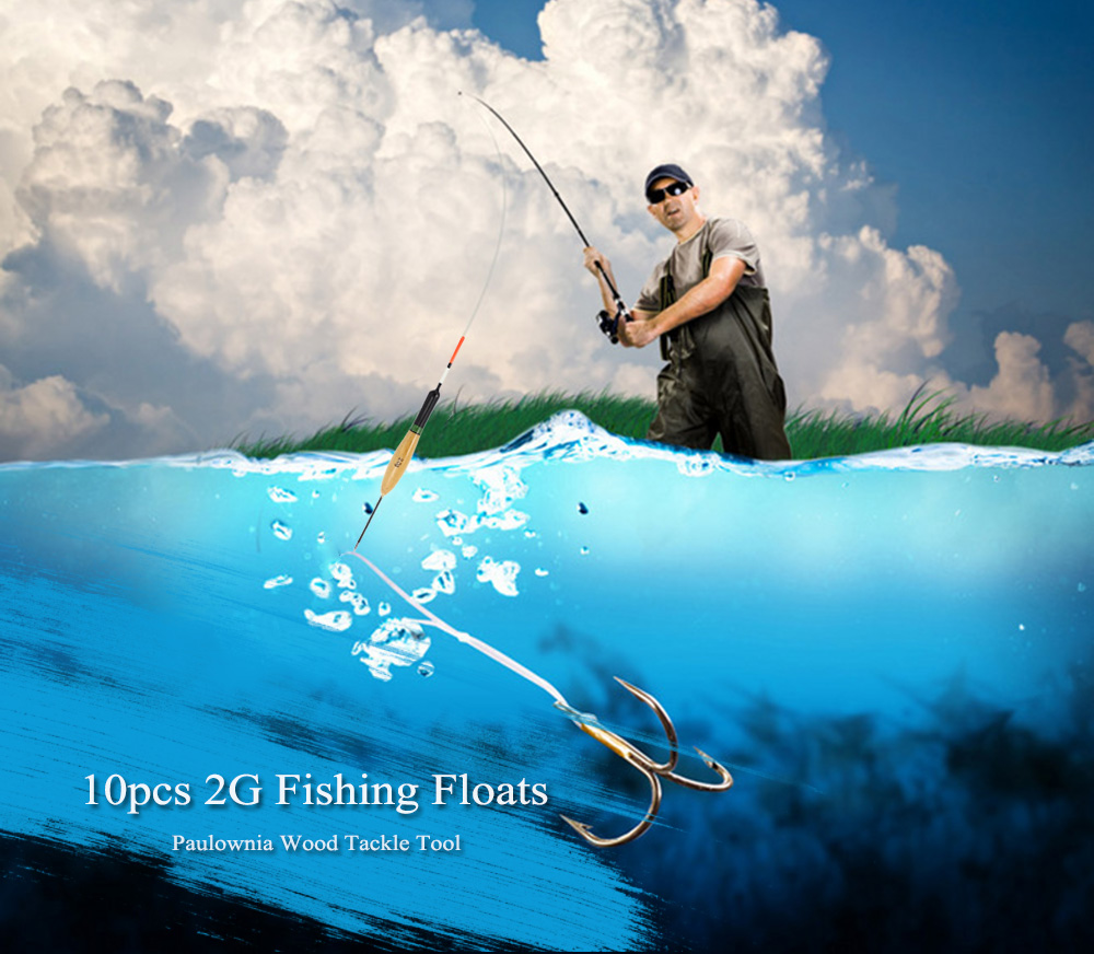 Outlife 10pcs 2g Paulownia Wood Fishing Floats Fish Tackle Tool